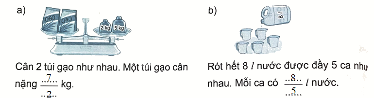 Bài 54: Phân số và phép chia số tự nhiên (tiết 2) trang 49 Vở thực hành Toán 4 2 2