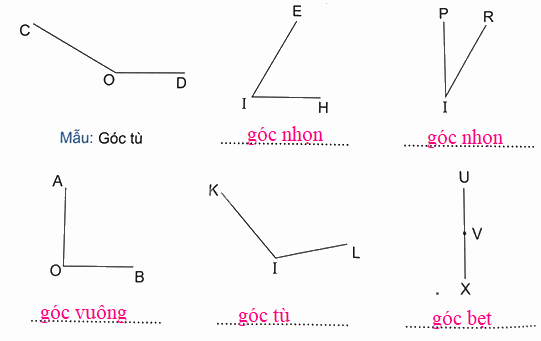 Bài 8. Góc nhọn, góc tù, góc bẹt (tiết 2) trang 24 Vở thực hành Toán 4 2