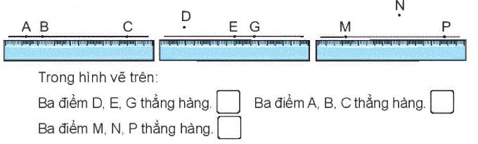 Giải bài 25: Điểm, đoạn thẳng, đường thẳng, đường cong, ba điểm thẳng hàng (tiết 2) trang 95, 96 Vở bài tập toán 2 - Kết nối tri thức với cuộc sống 2