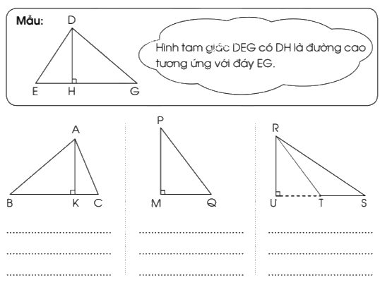 Giải bài 50: Hình tam giác trang 4, 5, 6 vở bài tập Toán 5 - Cánh diều 5