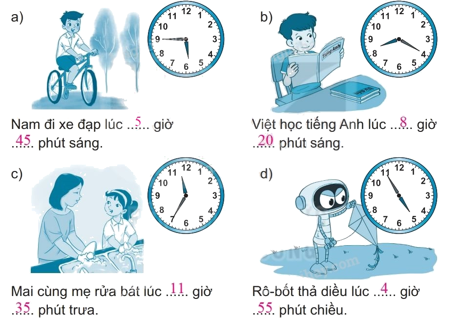 Giải bài 66: Xem đồng hồ. Tháng - năm (tiết 1) trang 75 vở bài tập Toán 3 - Kết nối tri thức với cuộc sống 2