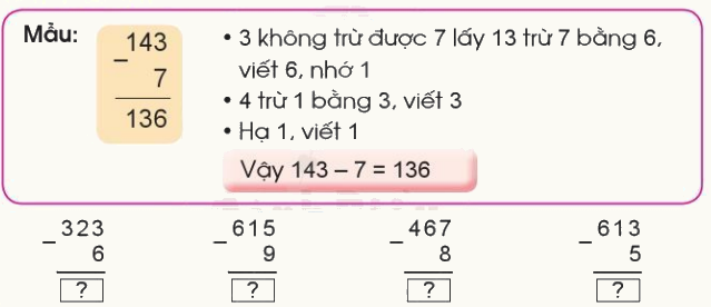 Giải bài: Phép trừ (có nhớ) trong phạm vi 1000 Toán 2 - Cánh Diều 6