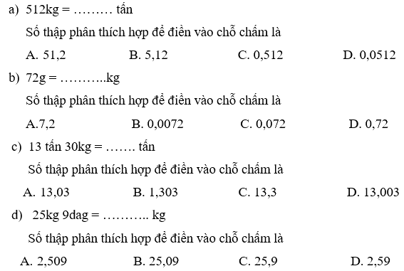 Giải phần A. Tái hiện, củng cố trang 35 Bài tập phát triển năng lực Toán 5 2 1