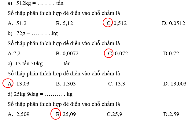 Giải phần A. Tái hiện, củng cố trang 35 Bài tập phát triển năng lực Toán 5 7