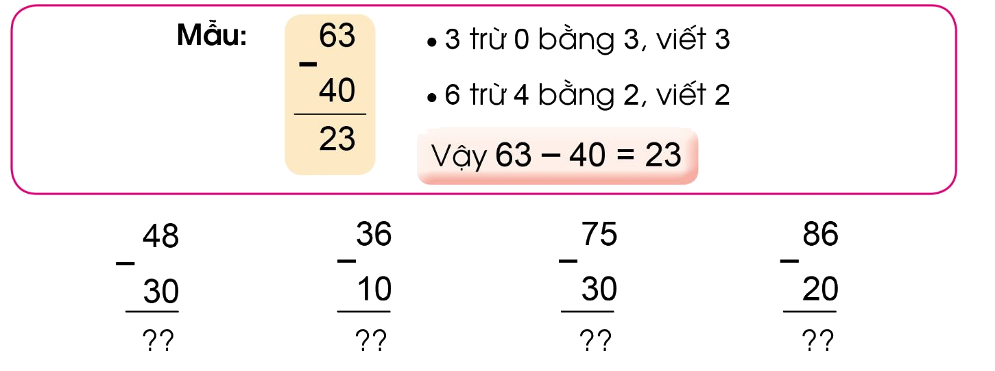 Toán lớp 1 trang 142 - Phép trừ dạng 27-4; 63-40 - SGK Cánh diều 5