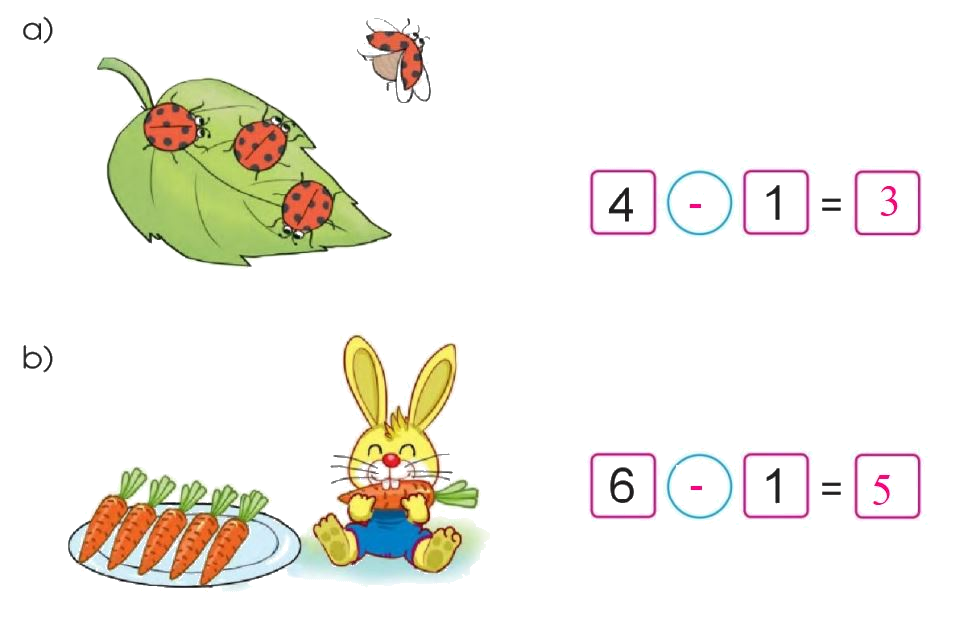 Toán lớp 1 trang 55 - Làm quen với phép trừ, dấu trừ - SGK Cánh diều 6
