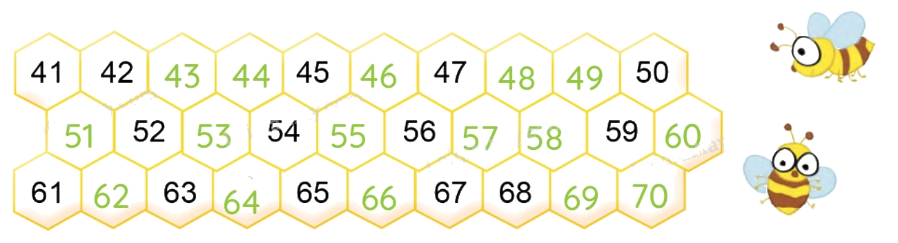Toán lớp 1 trang 98 - Các số có hai chữ số (Từ 41 đến 70) - SGK Cánh diều 2