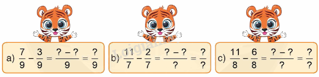 Toán lớp 4 trang 50 - Bài 124: Phép trừ phân số - SGK Bình Minh 1