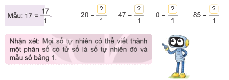 Toán lớp 4 trang 53 - Bài 54: Phân số và phép chia số tự nhiên - SGK Kết nối tri thức 3