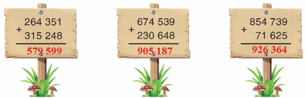 Toán lớp 4 trang 55 - Bài 44: Phép cộng các số có nhiều chữ số - SGK Bình Minh 2
