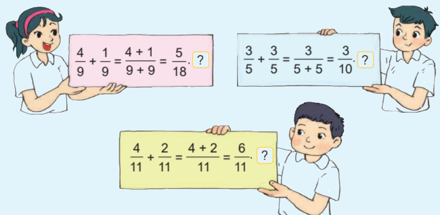 Toán lớp 4 trang 74 - Bài 60: Phép cộng phân số - SGK Kết nối tri thức 5