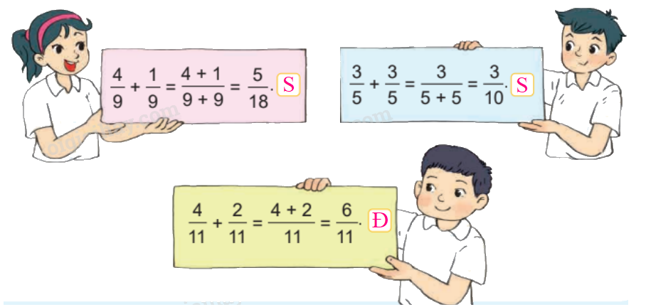 Toán lớp 4 trang 74 - Bài 60: Phép cộng phân số - SGK Kết nối tri thức 6
