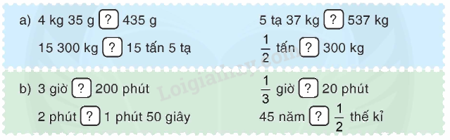 Toán lớp 4 trang 92 - Bài 165: Ôn tập về đo lường - SGK Bình Minh 3