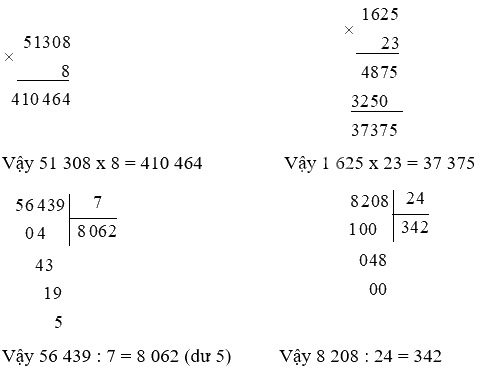 Toán lớp 4 trang 98 - Bài 84: Ôn tập về phép nhân, phép chia các số tự nhiên - SGK Bình Minh 0 2