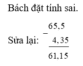 Toán lớp 5 Bài 26. Trừ các số thập phân - SGK cánh diều 5